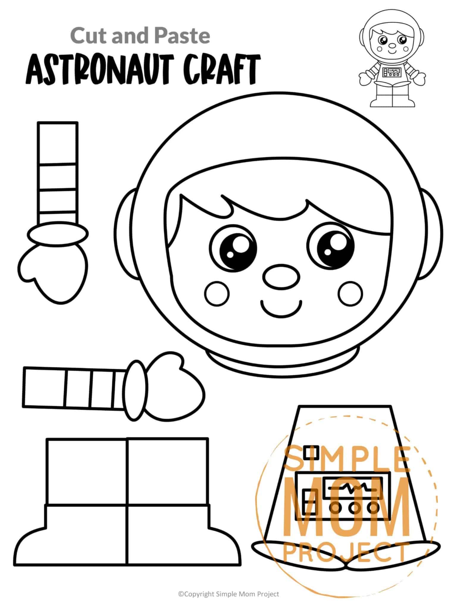 Are you looking for a preschool, toddler, or kindergarten astronaut template cut out? This simple and cute astronaut activity is the perfect addition to your space, solar system, and planet unit studies! They also work great for a fun astronaut theme party! Grab your printable astronaut templates today!