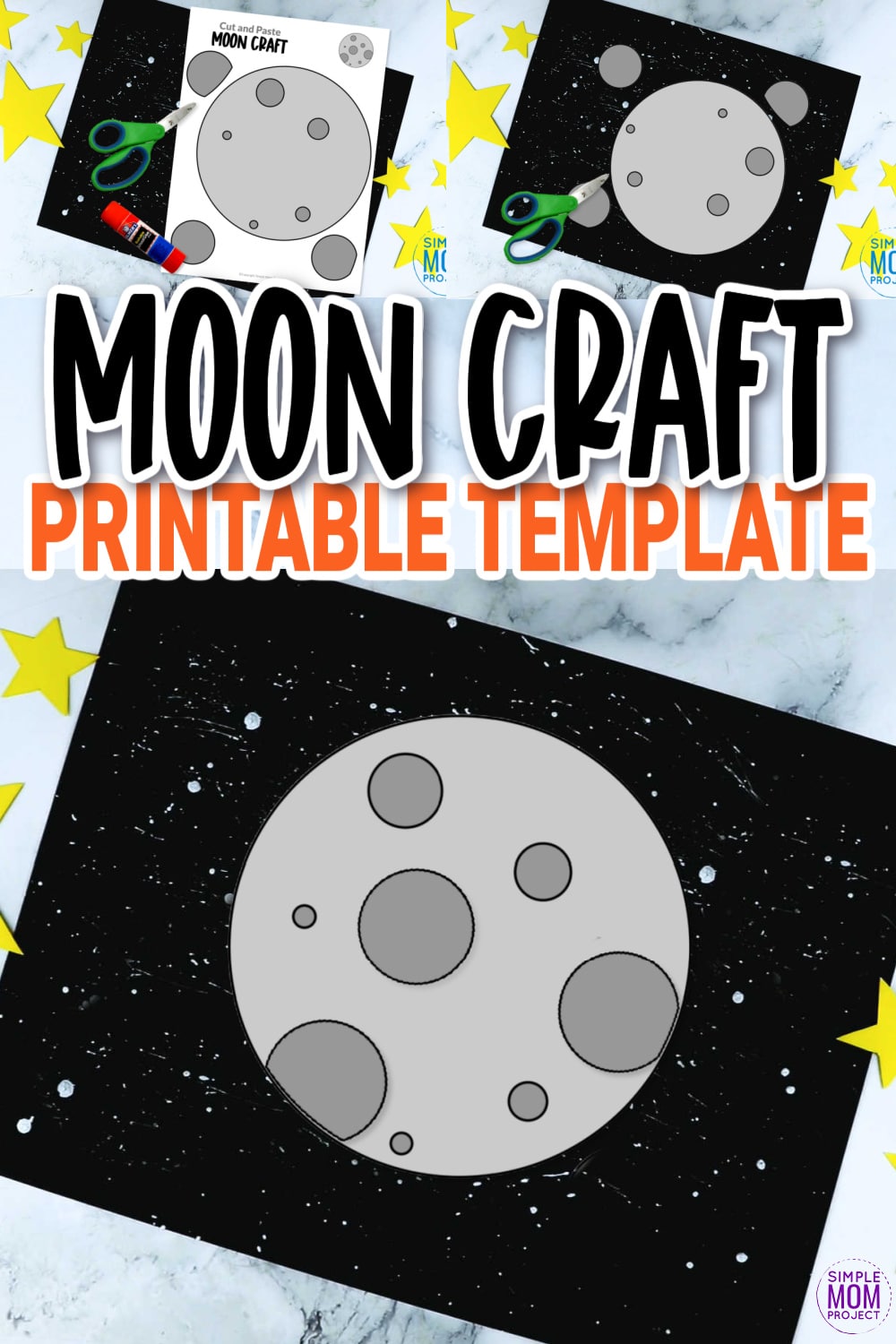 Are you looking for a DIY printable pre k space moon craft to teach the phases of the moon? This Moon paper craft is great for paper plate activities and teaching about night in the solar system. Study the lunar moon and stars during your astronomy lesson with this printable moon craft template today!