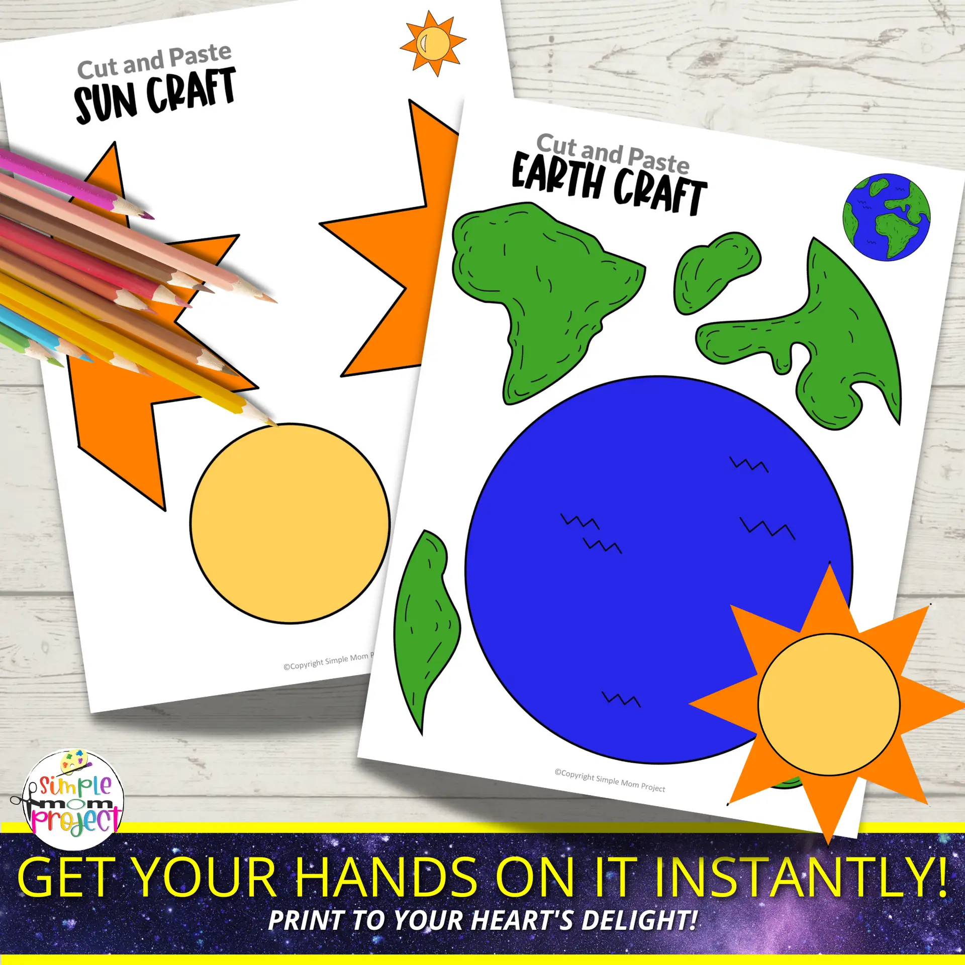 Planet & Space Crafts – 14 Full-Color Printable Cut & Paste Templates for Kids - Image 3