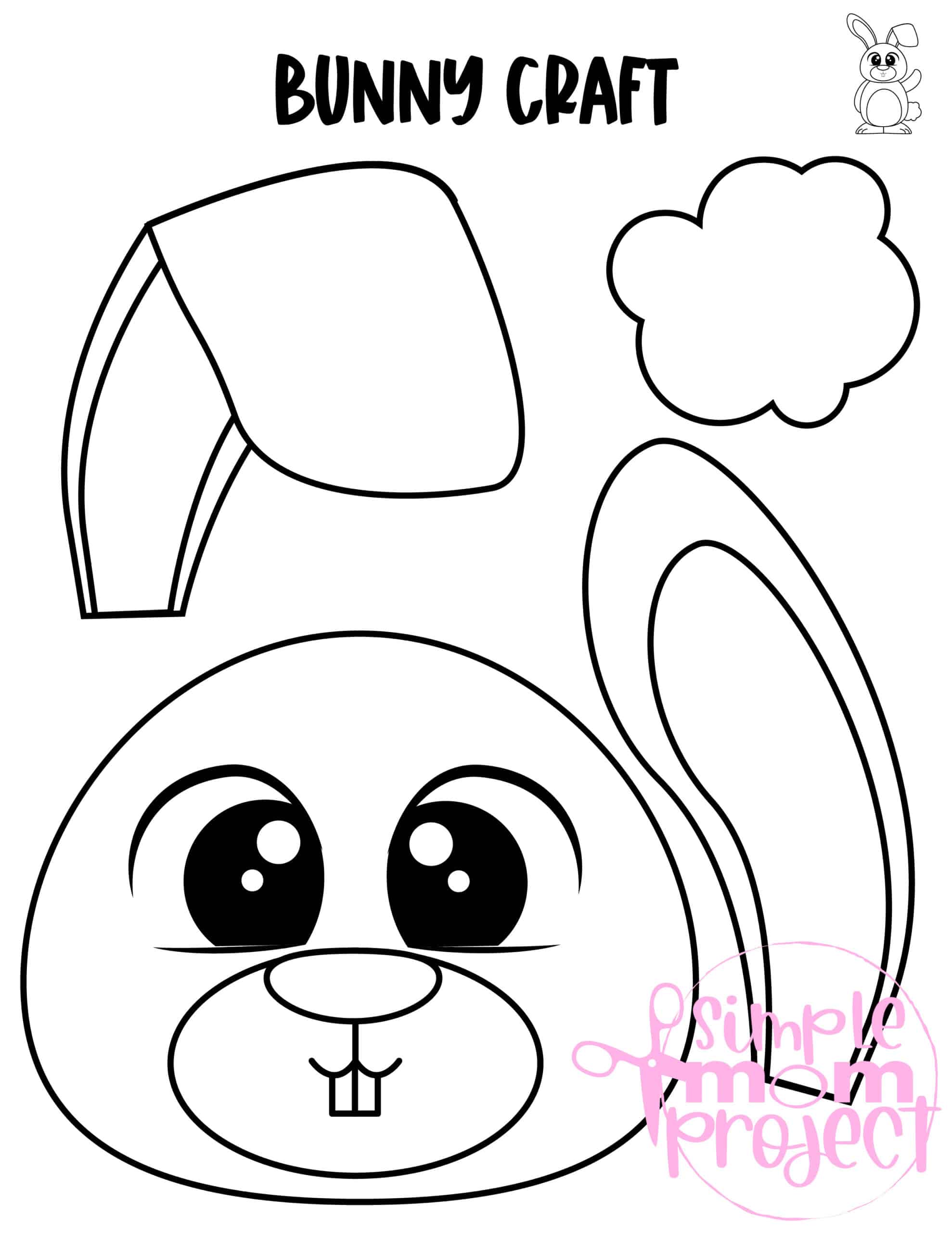 Printable Bunny Rabbit Paper Bag Puppet Craft for Kids Preschoolers Toddlers and Kindergartners 14
