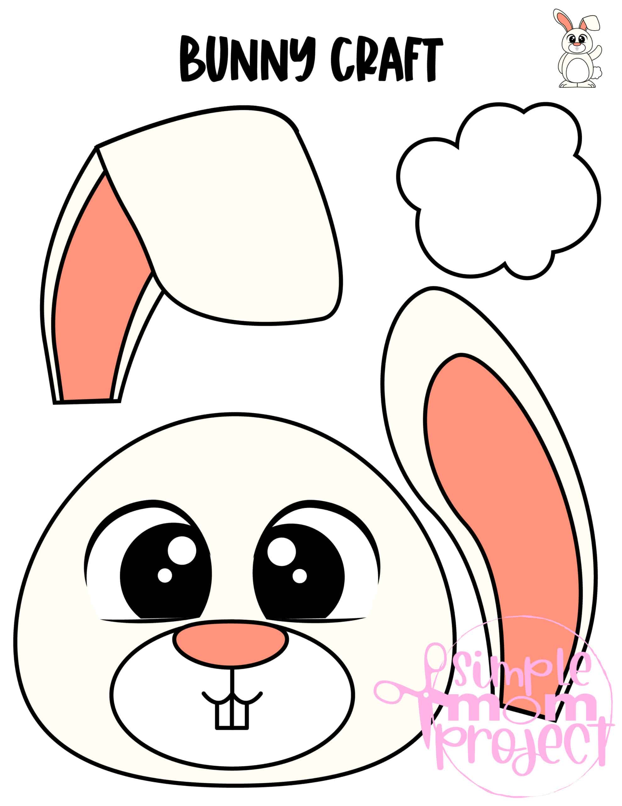 Printable Bunny Rabbit Paper Bag Puppet Craft for Kids Preschoolers Toddlers and Kindergartners 14