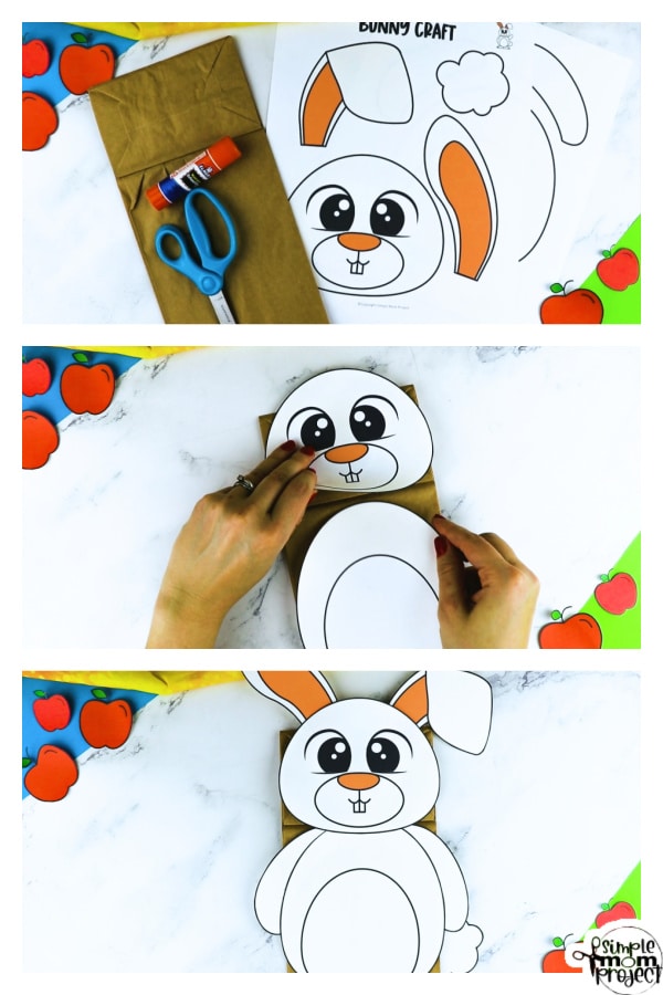 Printable Bunny Rabbit Paper Bag Puppet Craft for Kids Preschoolers Toddlers and Kindergartners 14