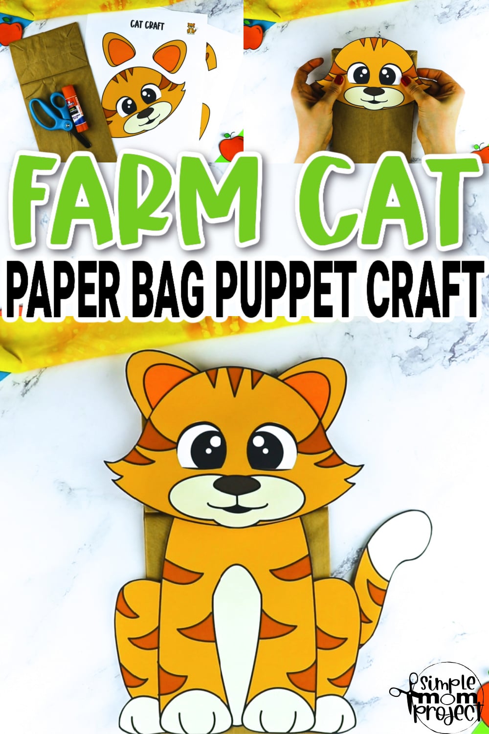Printable Cat Paper Bag Puppet Craft for Kids Preschoolers Toddlers and Kindergartners 15