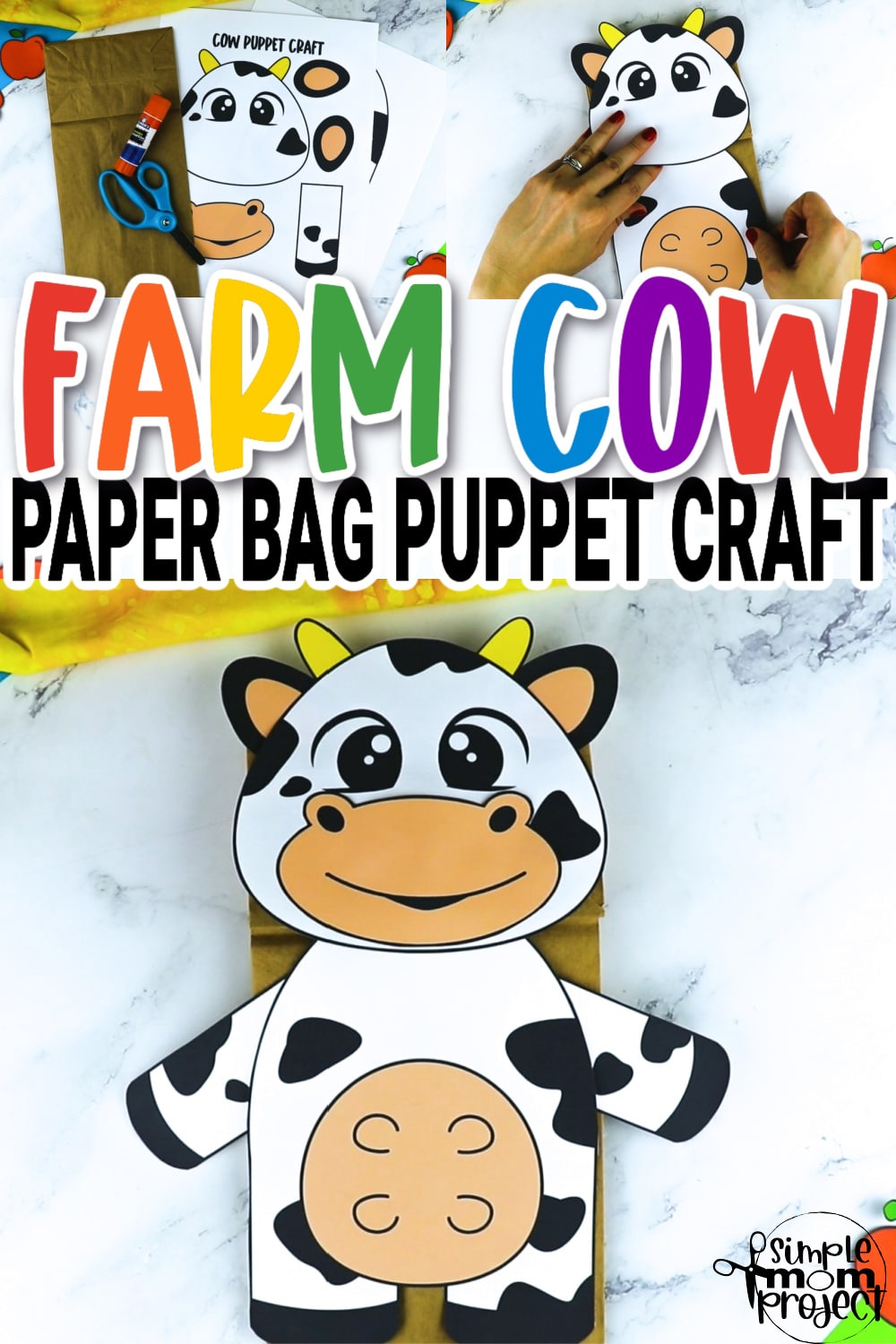 Printable Cow Paper Bag Puppet Craft for Kids Preschoolers Toddlers and Kindergartners 15