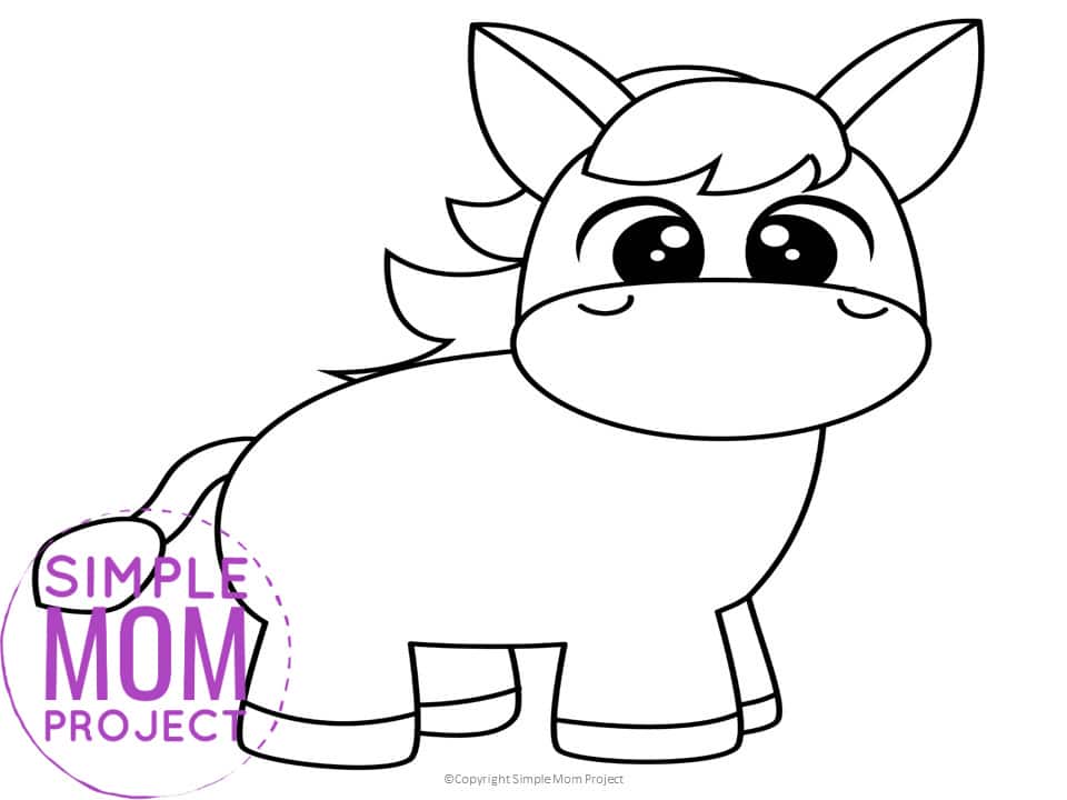 Printable Donkey Template for Preschoolers toddlers kindergarten kids