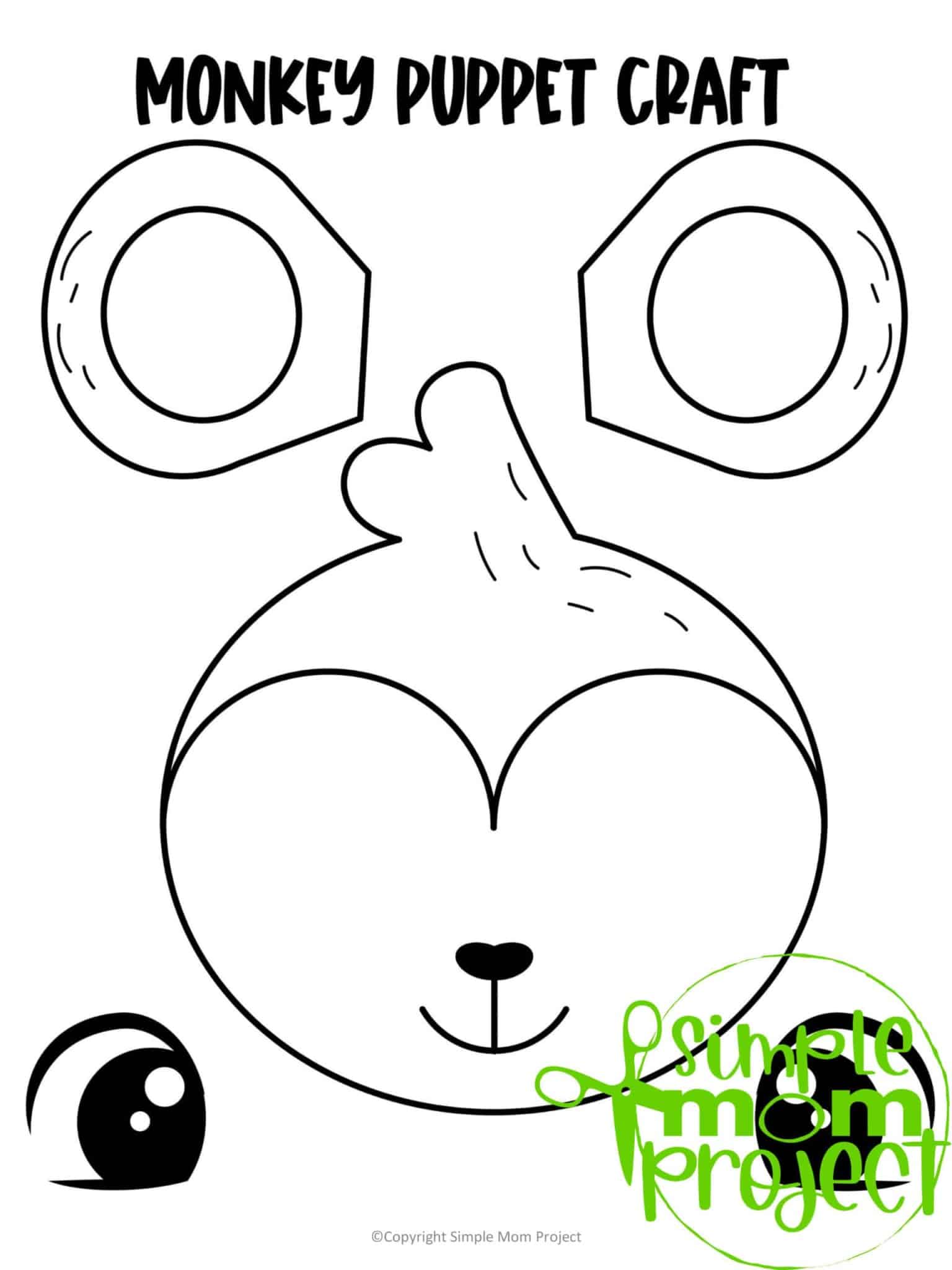 Click and grab this easy and printable monkey template to make a fun paper bag puppet! This toddler and preschool craft can help your little animal fan put on their very own paper bag monkey puppet show! Download your own monkey paper bag puppet template now!