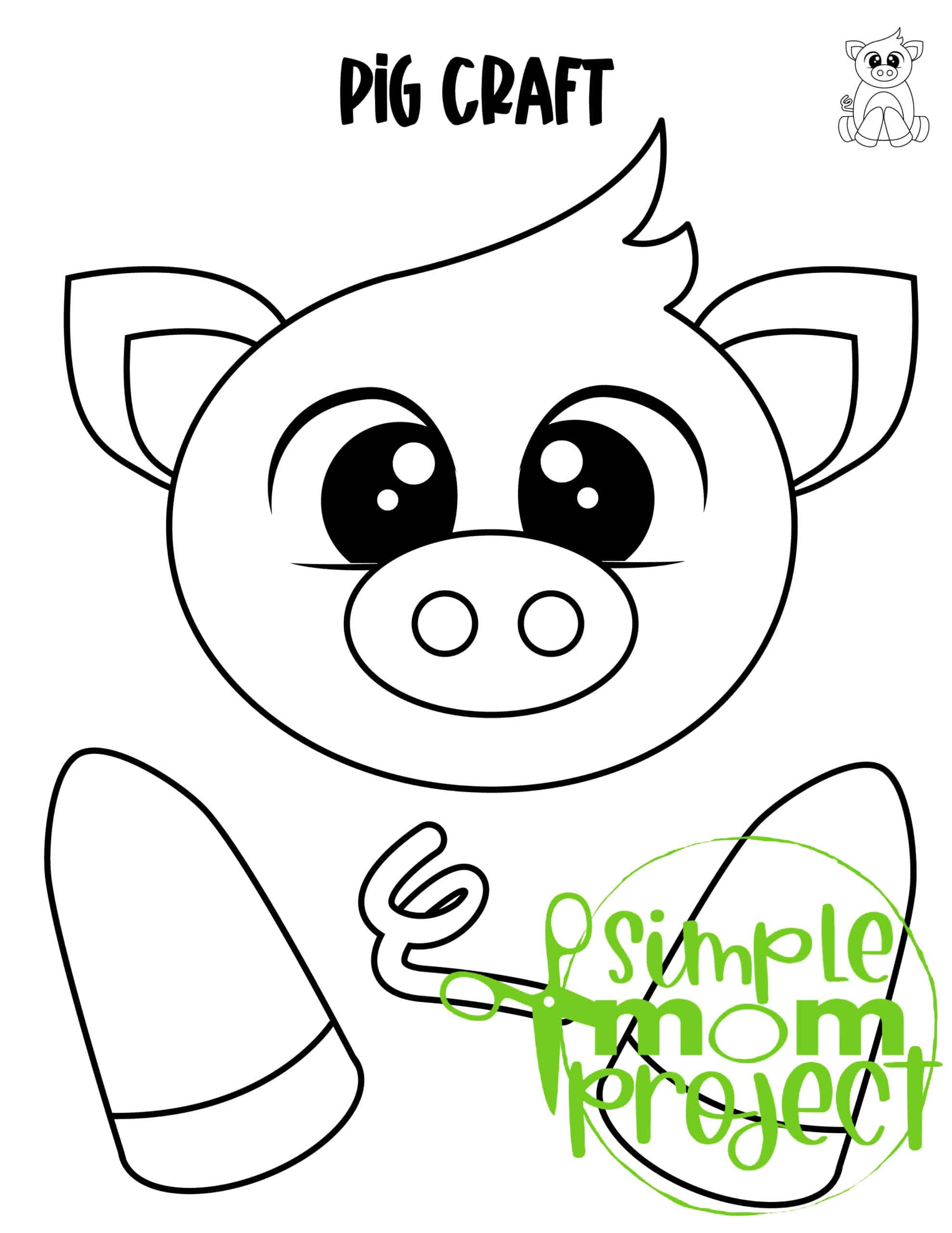 Printable Pig Paper Bag Puppet Craft for Kids Preschoolers Toddlers and Kindergartners 10