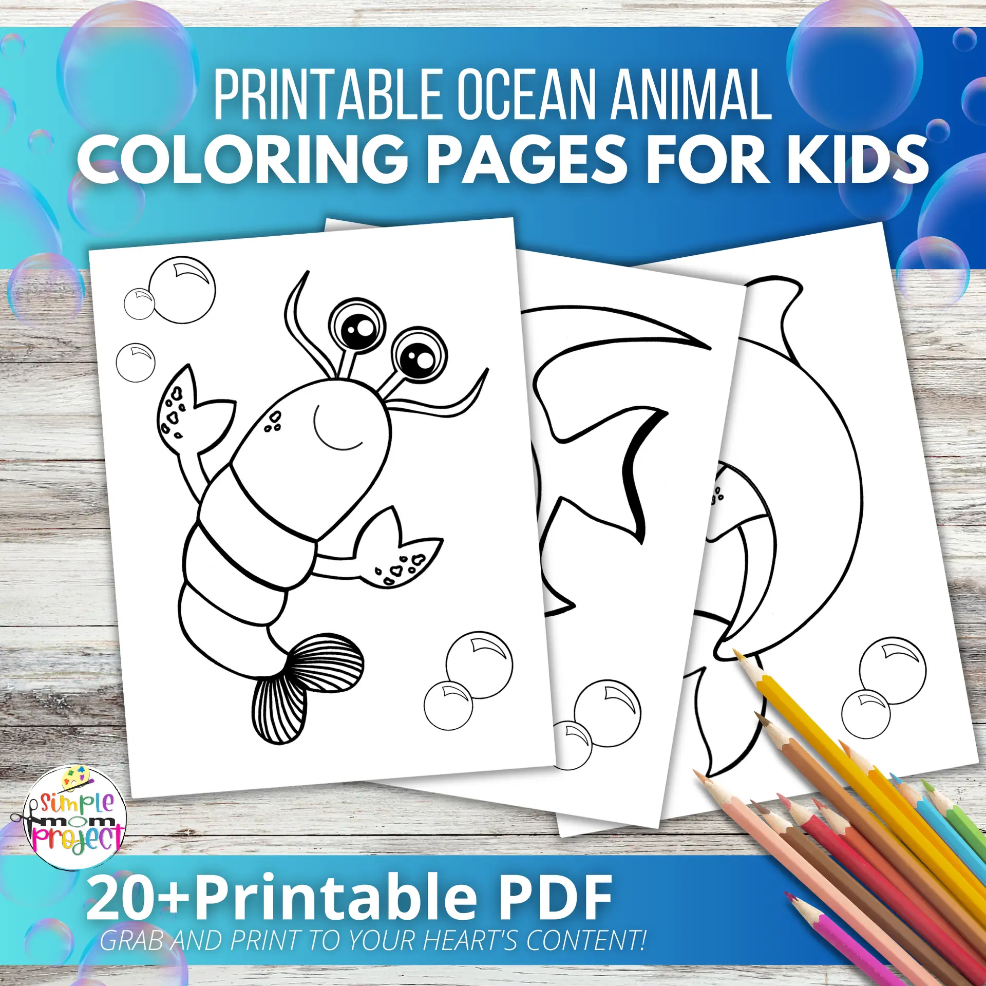 Ocean Animal Templates – 40 Printable Coloring Pages & Craft Activities for Kids - Image 2