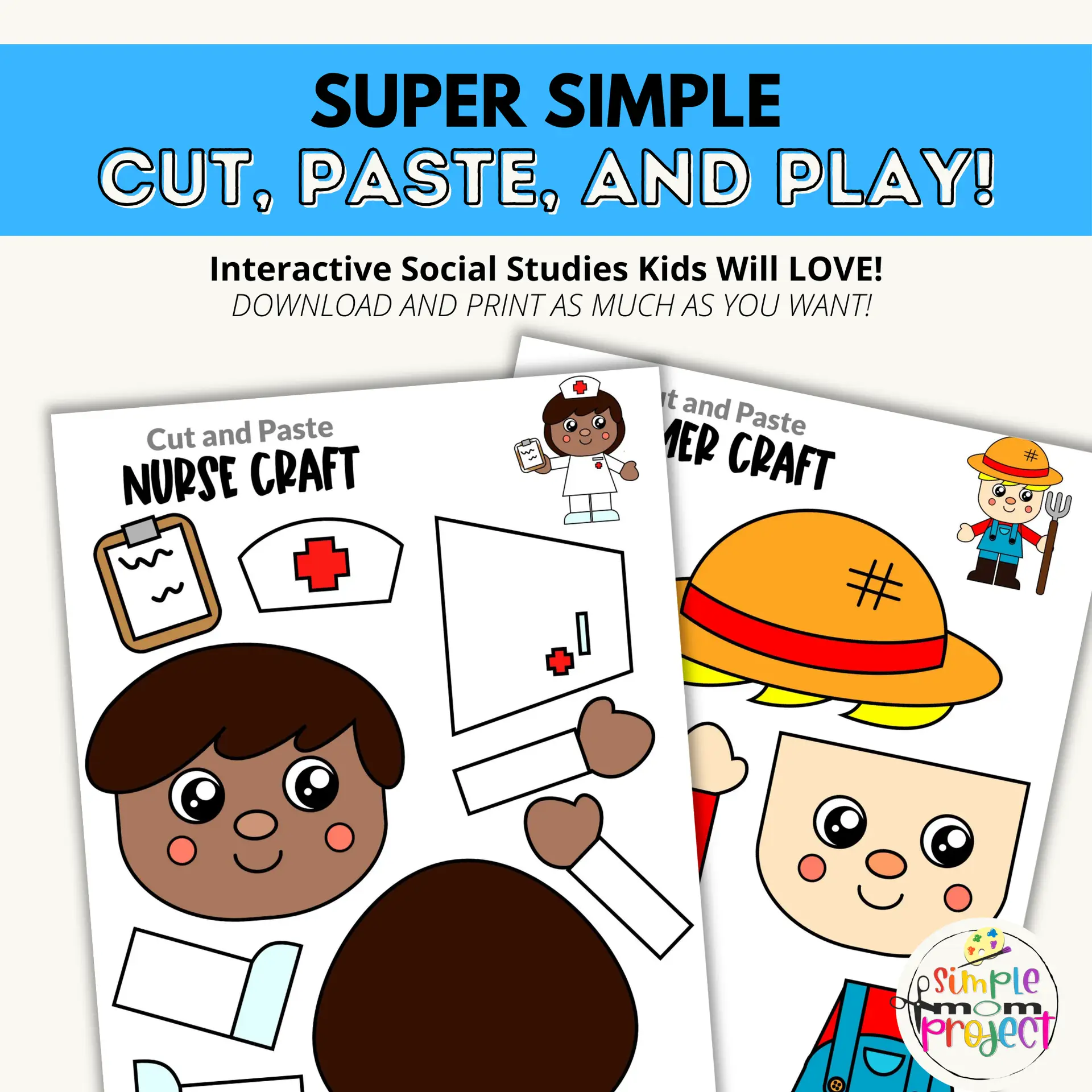 Community Helper Crafts – 10 Full-Color Printable Cut & Paste Templates for Kids - Image 4