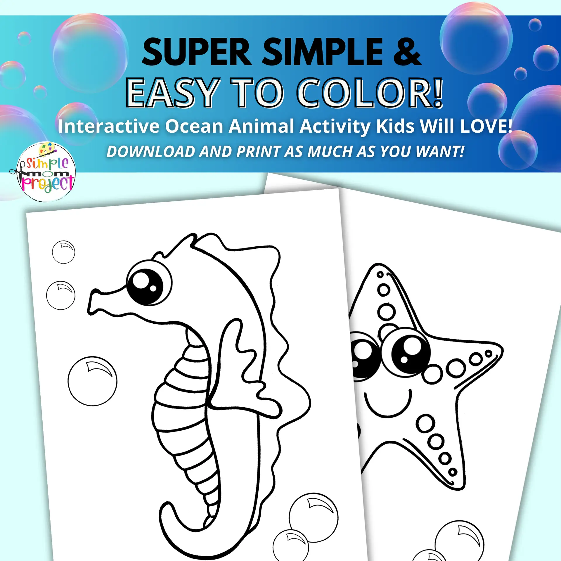 Ocean Animal Templates – 40 Printable Coloring Pages & Craft Activities for Kids - Image 4