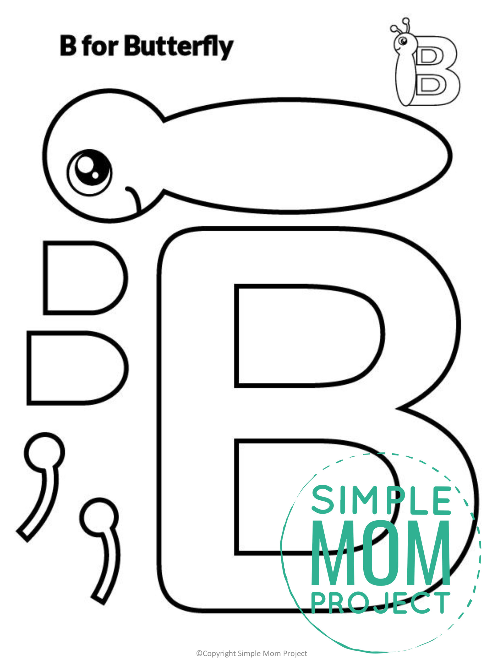 printable letter alphabet craft for kids, kindergartners, toddlers letter b