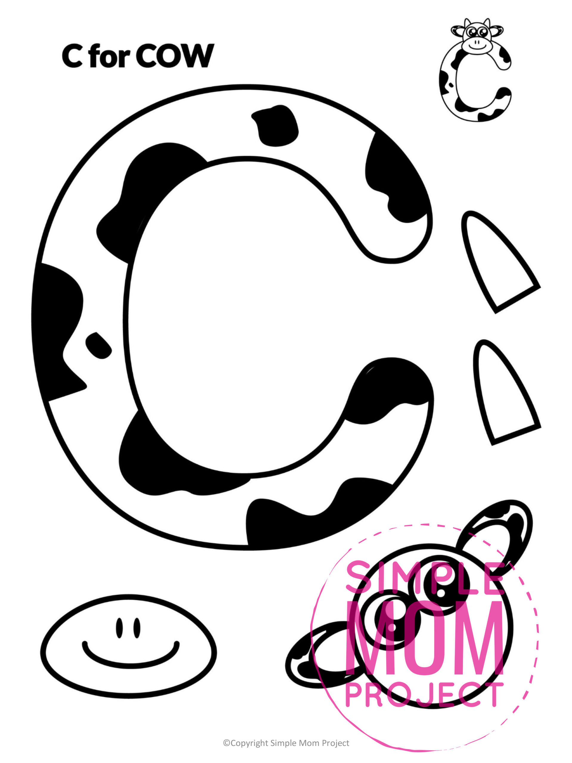 printable letter c craft for kids, kindergartners, toddlers