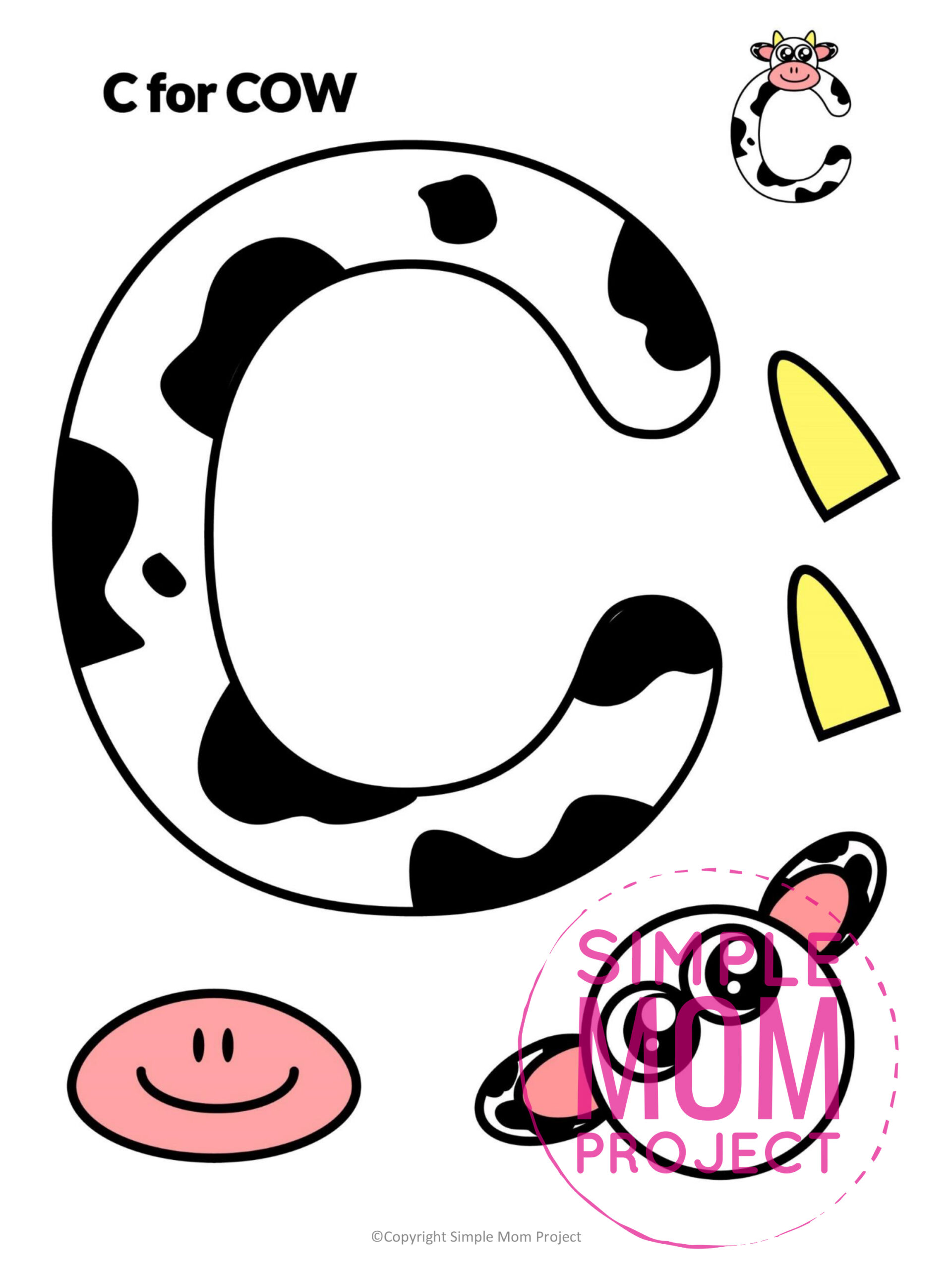 printable letter c craft for kids, kindergartners, toddlers