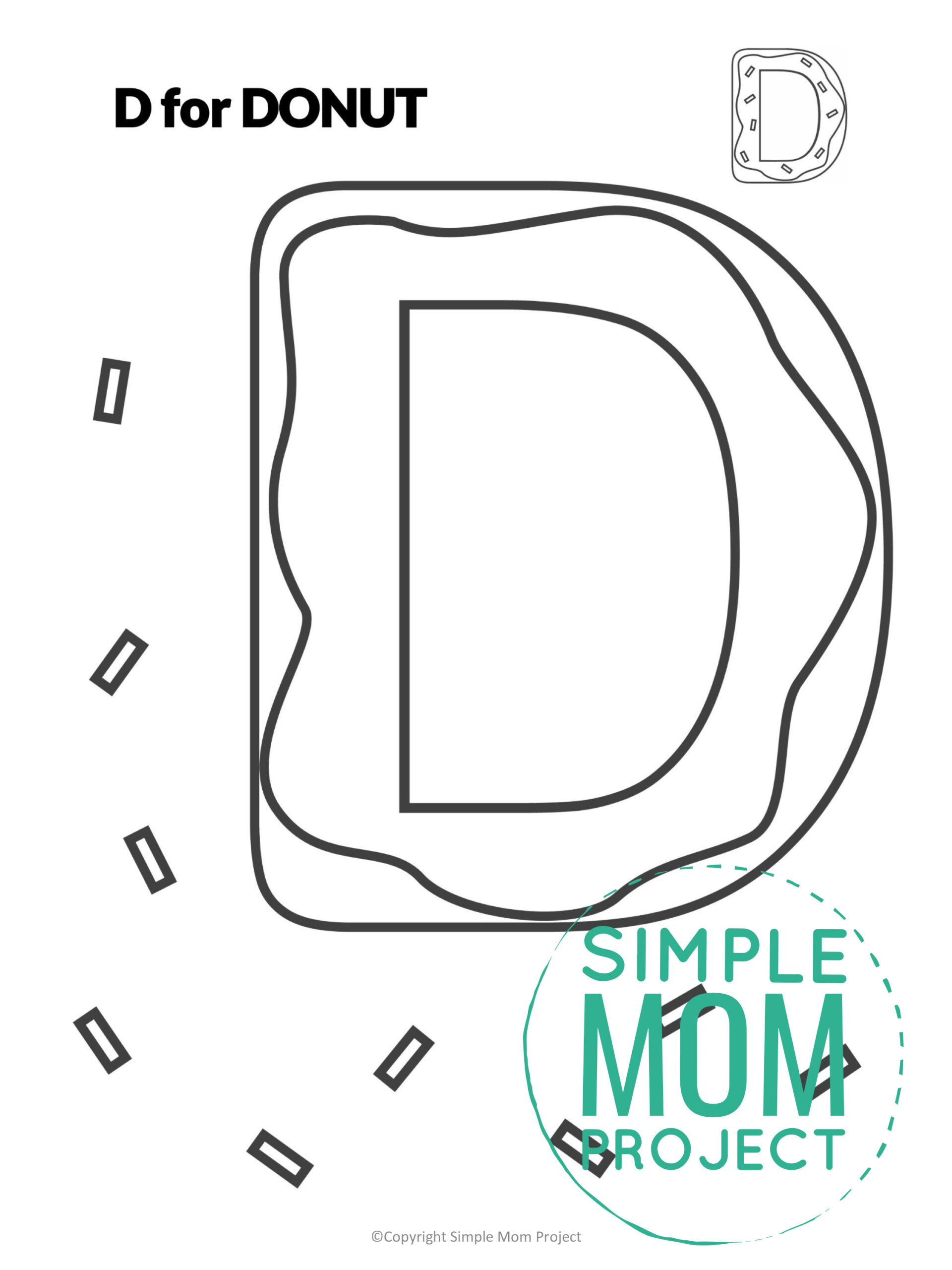 printable letter alphabet craft for kids, kindergartners, toddlers letter d