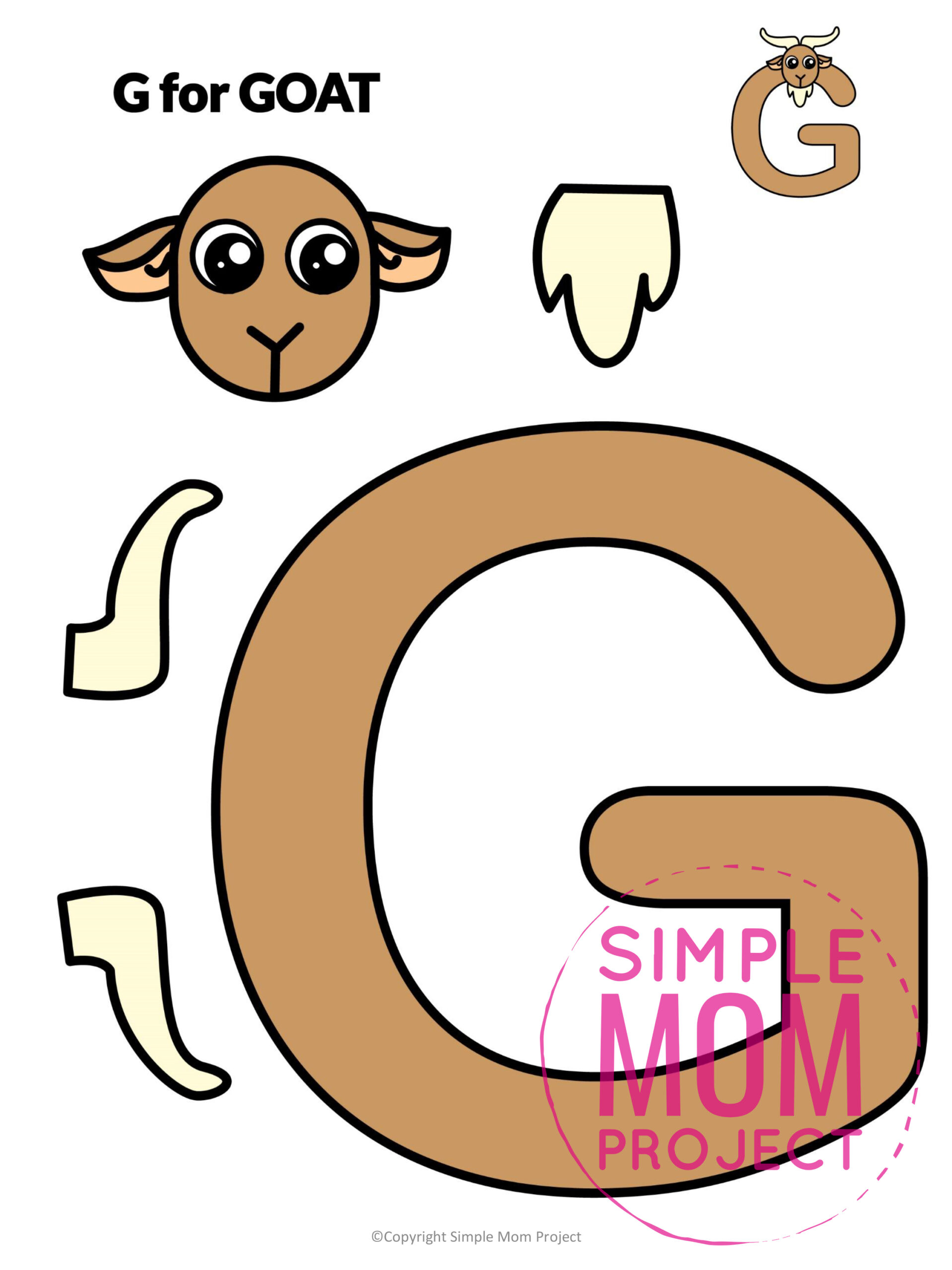 printable letter alphabet craft for kids, kindergartners, toddlers letter g