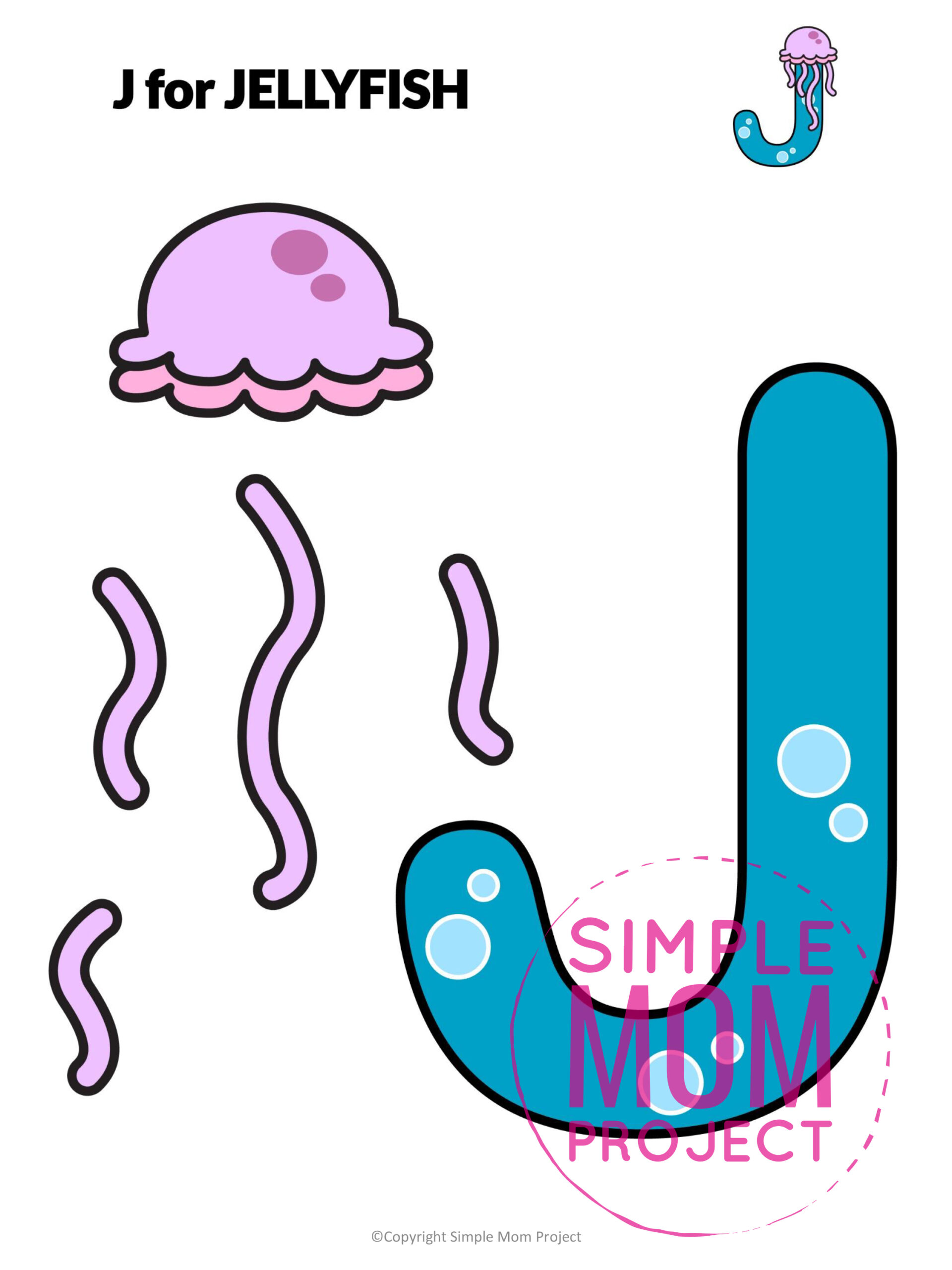 printable letter alphabet craft for kids, kindergartners, toddlers letter j