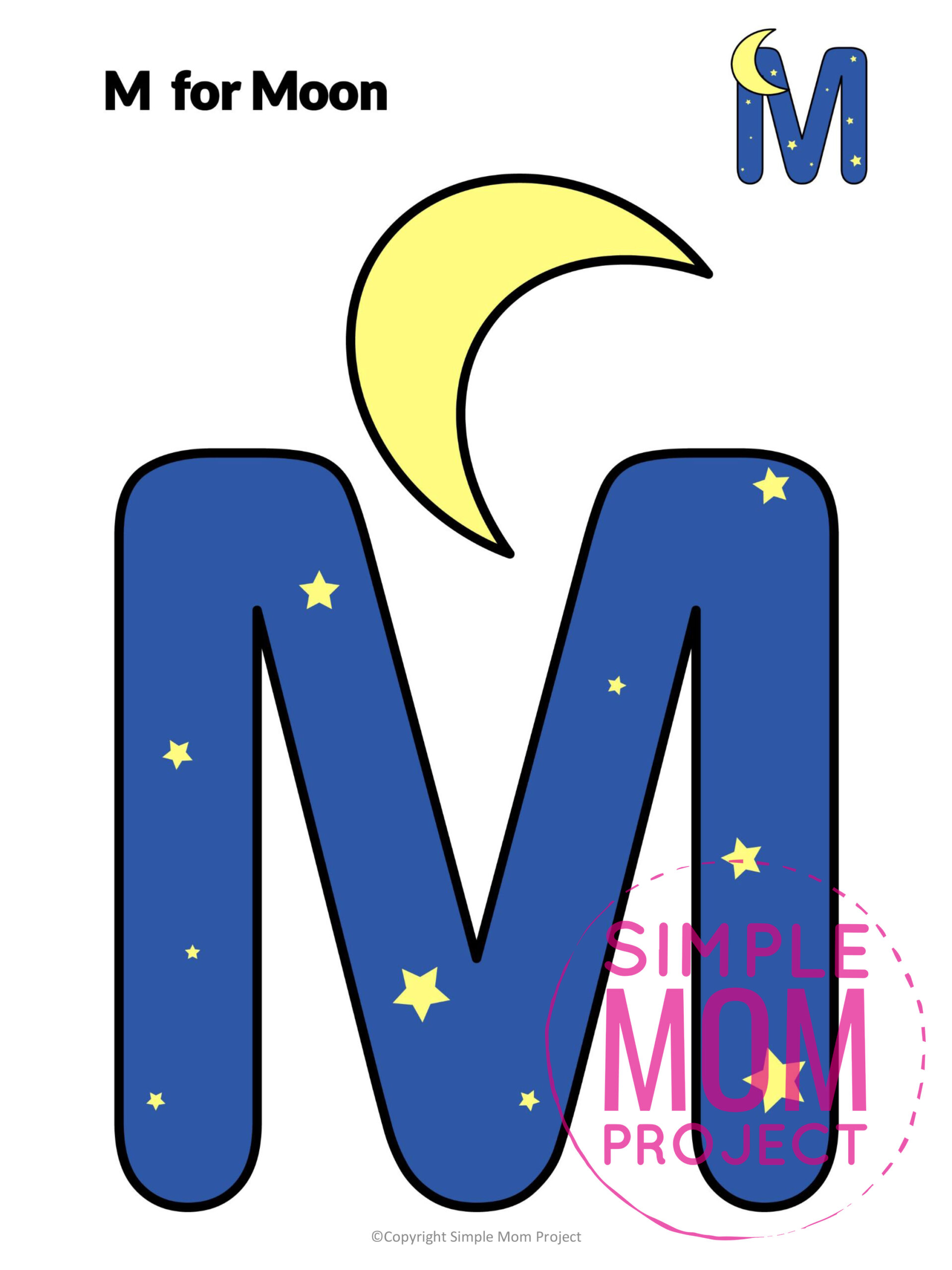 printable letter alphabet craft for kids, kindergartners, toddlers letter m