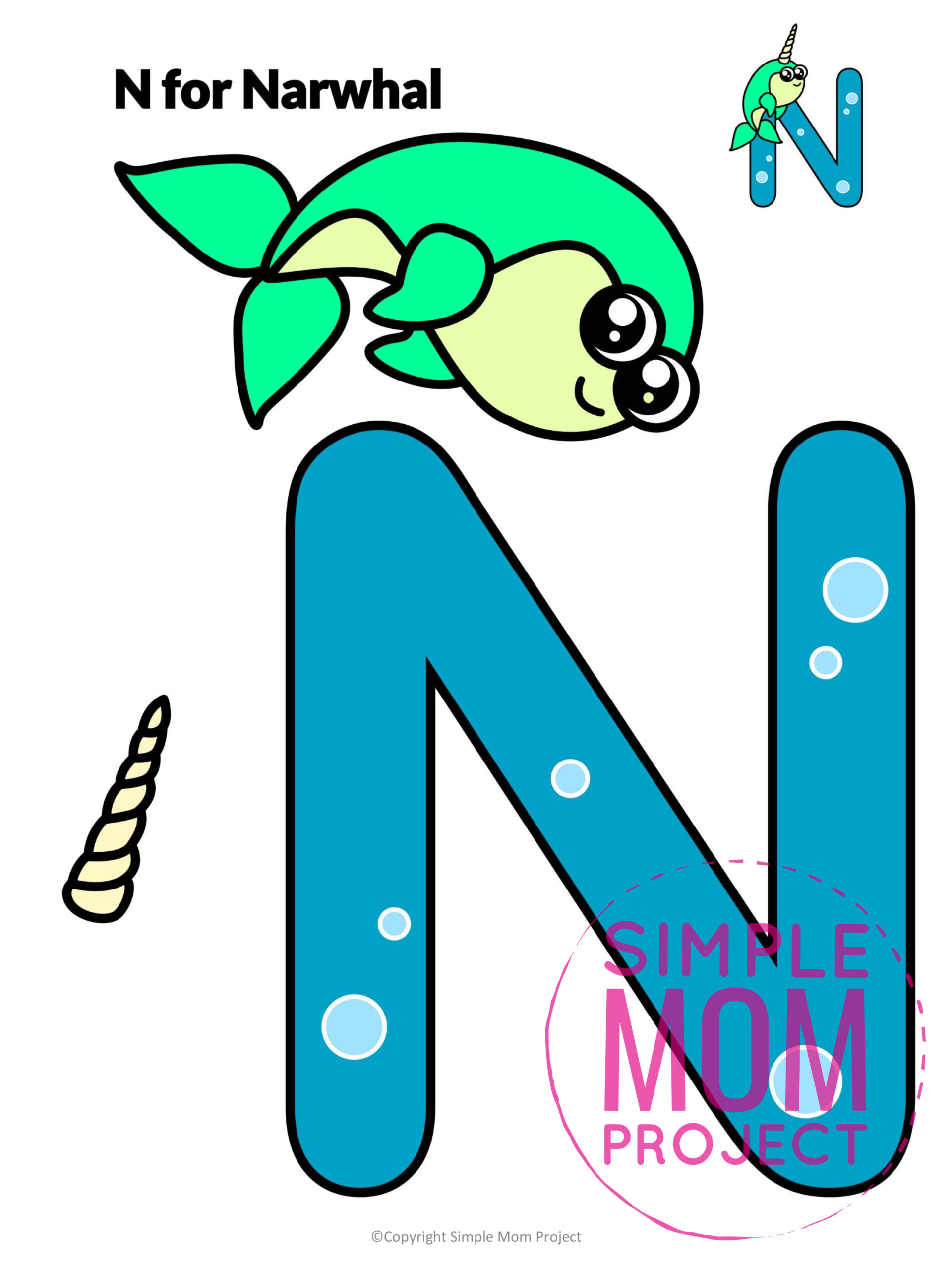 printable letter alphabet craft for kids, kindergartners, toddlers letter n