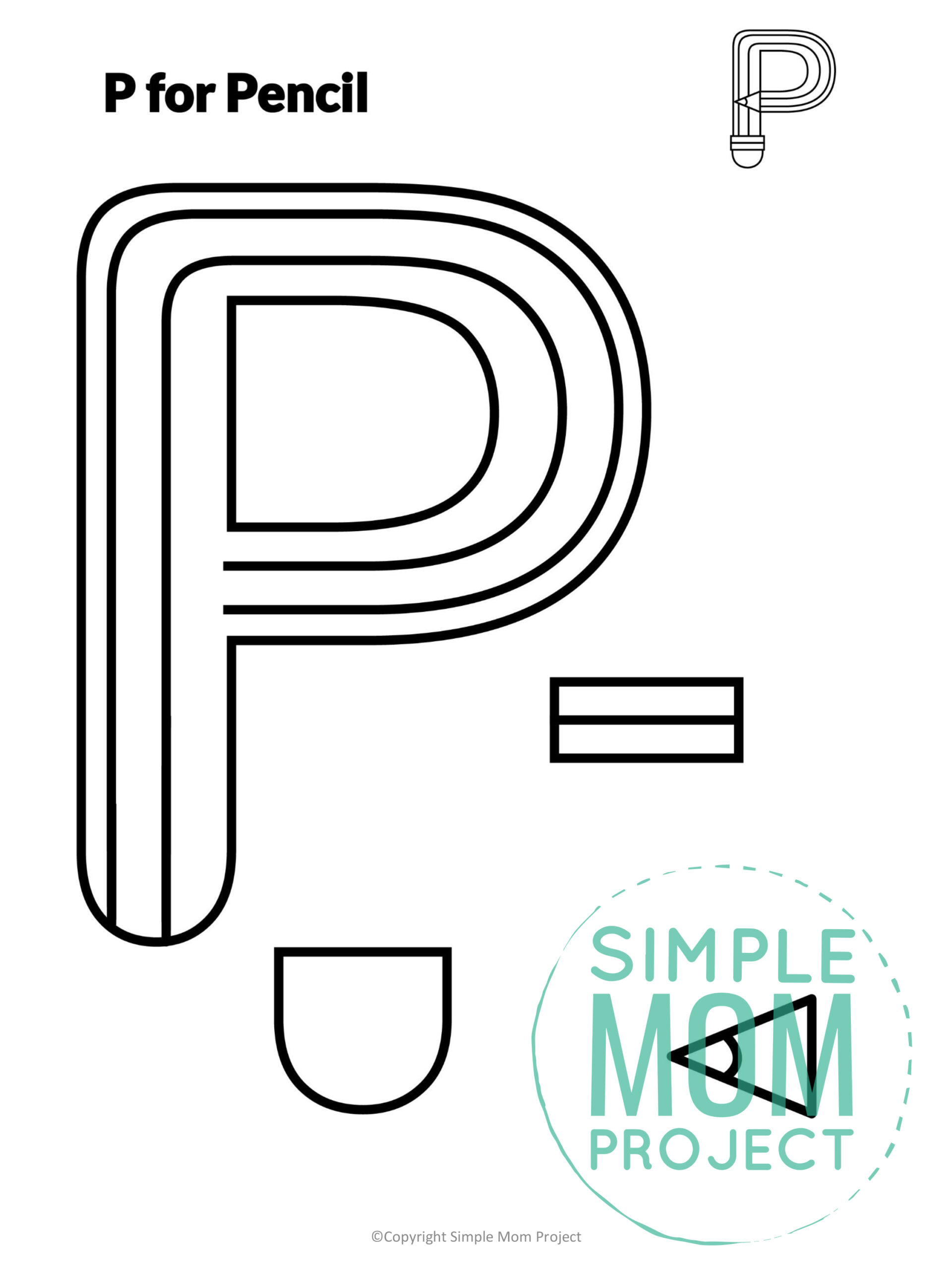 printable letter alphabet craft for kids, kindergartners, toddlers letter p