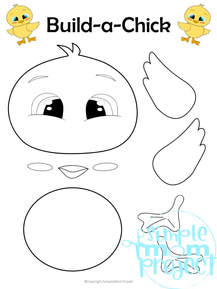 Printable Barnyard Baby Chick Animal Crafts for Kids, preschoolers, toddlers and kindergarten