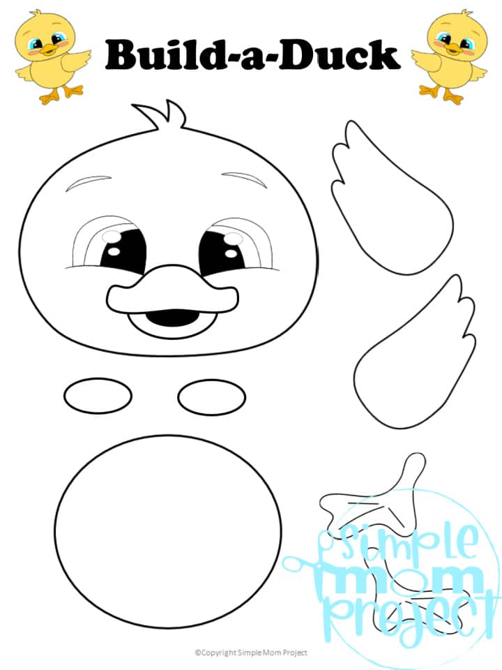 Printable Barnyard Baby Duck Animal Crafts for Kids, preschoolers, toddlers and kindergarten