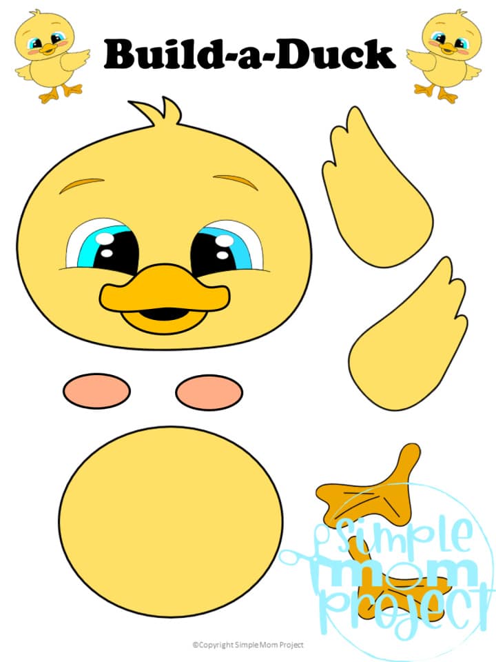 Printable Barnyard Baby Duck Animal Crafts for Kids, preschoolers, toddlers and kindergarten