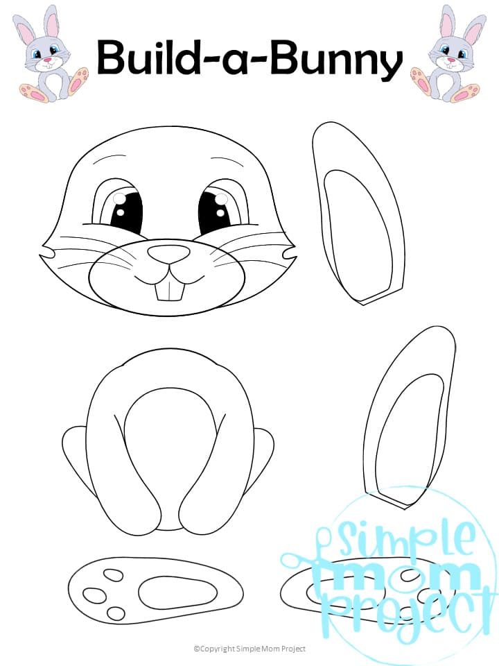 Printable Barnyard Bunny Rabbit Animal Crafts for Kids, preschoolers, toddlers and kindergarten