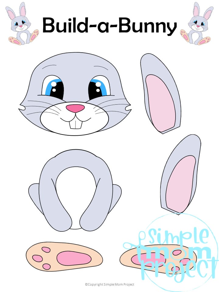 Printable Barnyard Bunny Rabbit Animal Crafts for Kids, preschoolers, toddlers and kindergarten