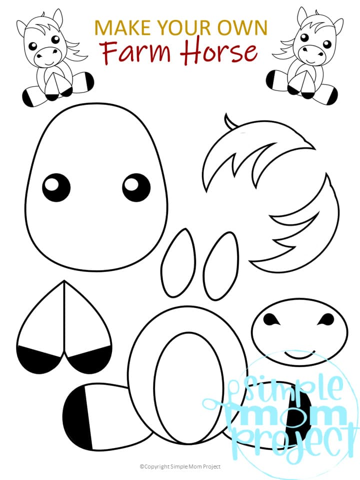 Printable Barnyard Horse Animal Crafts for Kids, preschoolers, toddlers and kindergarten