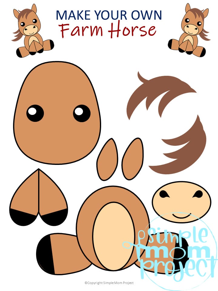 Printable Barnyard Horse Animal Crafts for Kids, preschoolers, toddlers and kindergarten