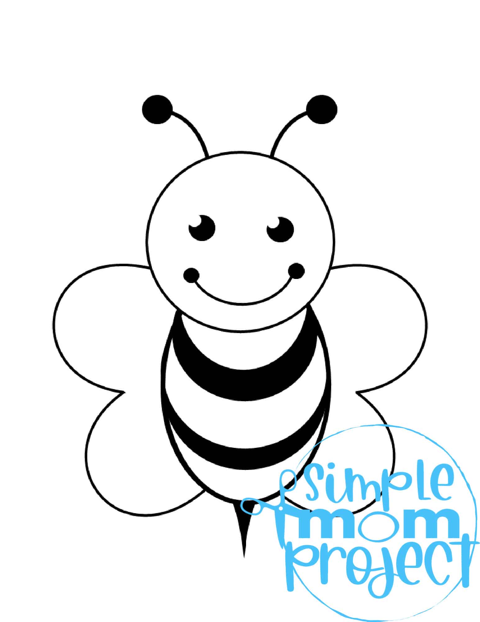 Printable Bee 1 Template Spring Template Crafts for Kids, preschoolers, toddlers and spring craft projects