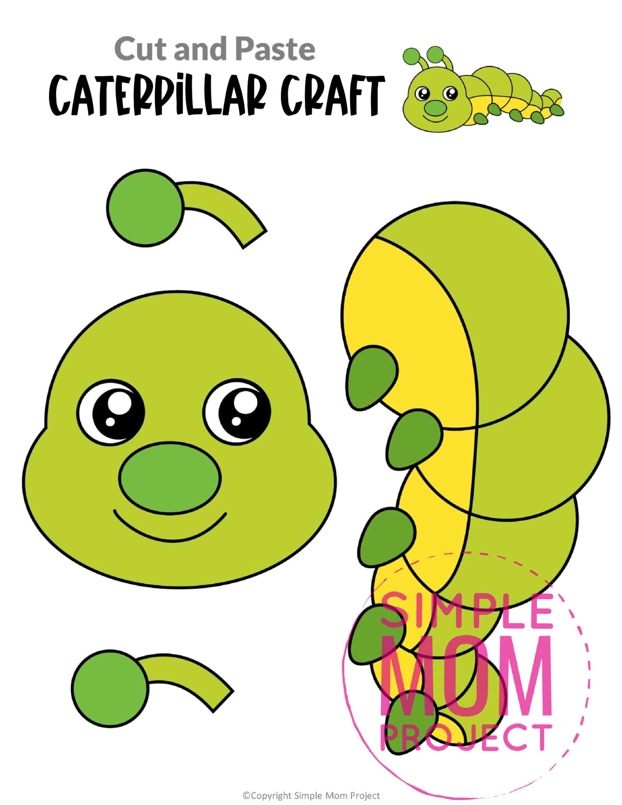 Printable Caterpillar Craft for Kids, preschoolers and toddlers 1