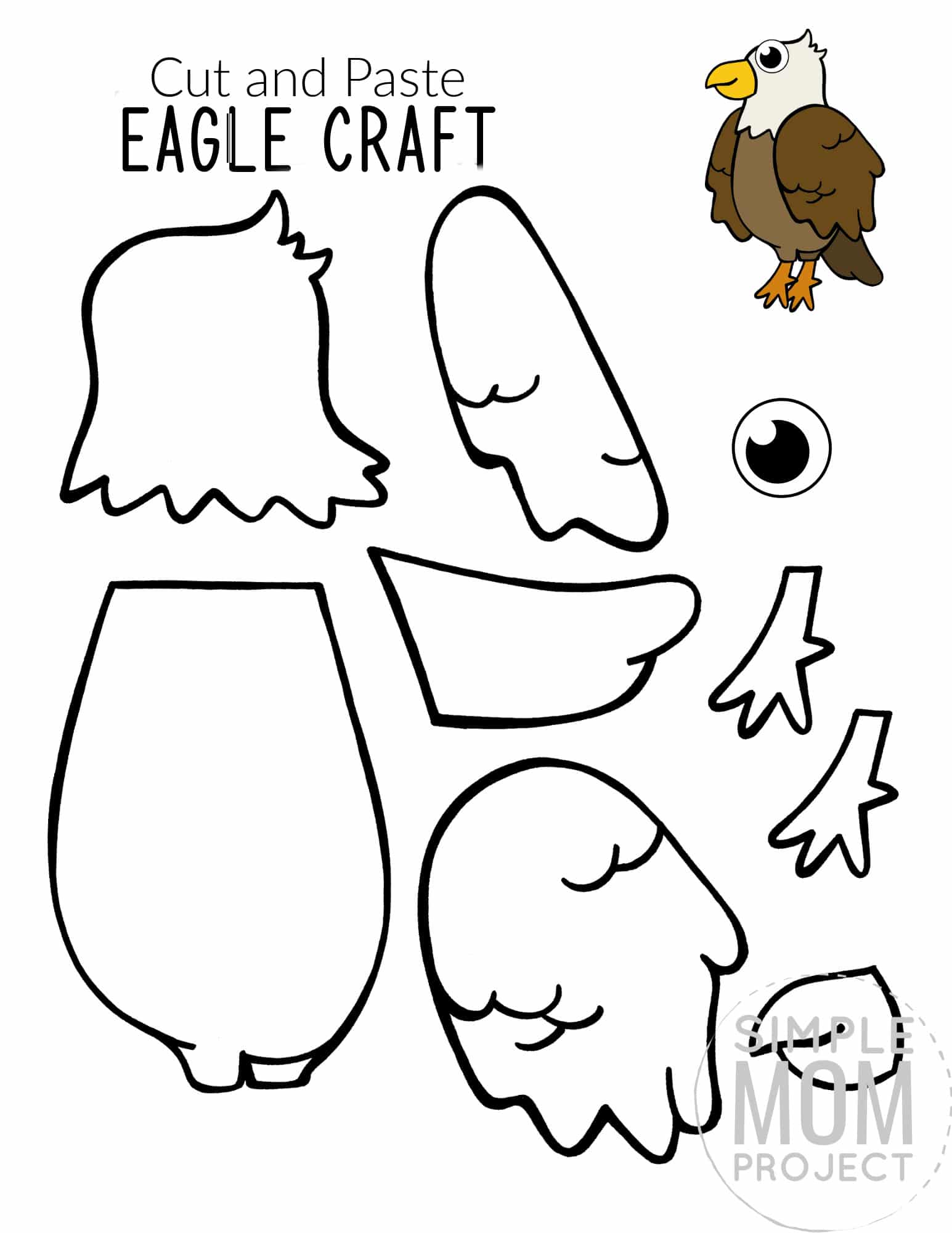 Printable Eagle Craft for Kids, preschoolers toddlers and kindergartners 1