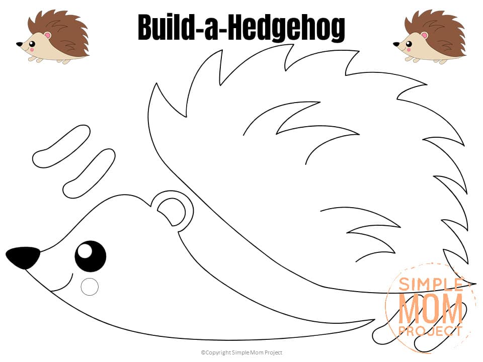 Printable Forest Hedgehog Craft Template for kids, preschoolers, toddlers and kindergartners 1