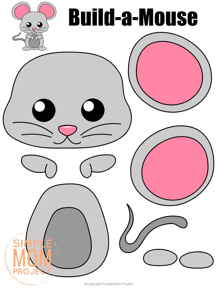 Printable Forest Mouse Craft Template for kids, preschoolers, toddlers and kindergartners 2