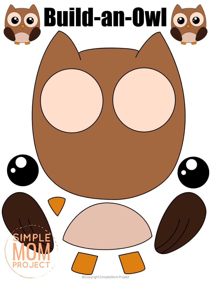 Printable Forest Owl Craft Template for kids, preschoolers, toddlers and kindergartners 2