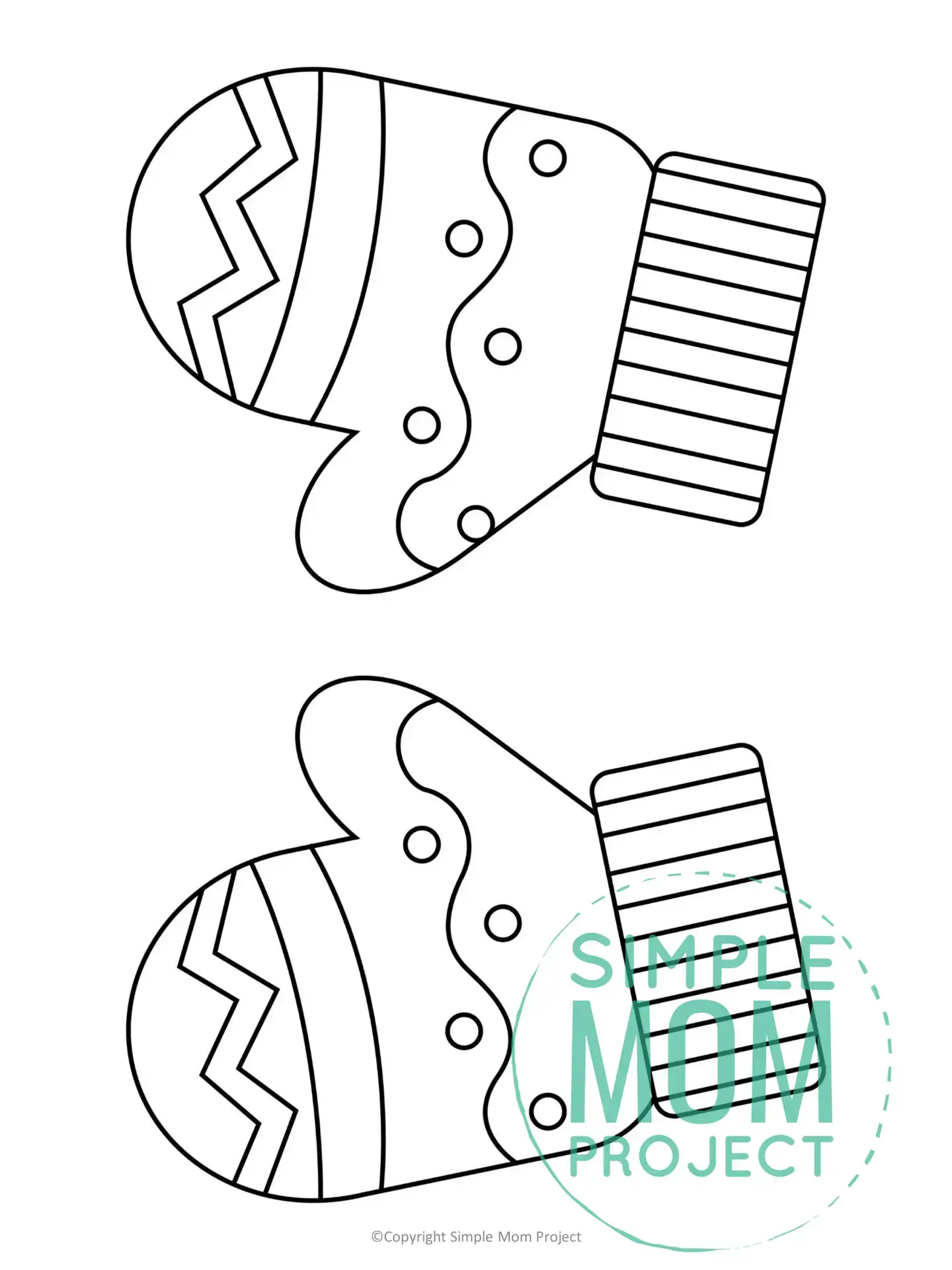 Printable Mittens Template for toddlers, preschoolers, kindergarteners and elementary kids