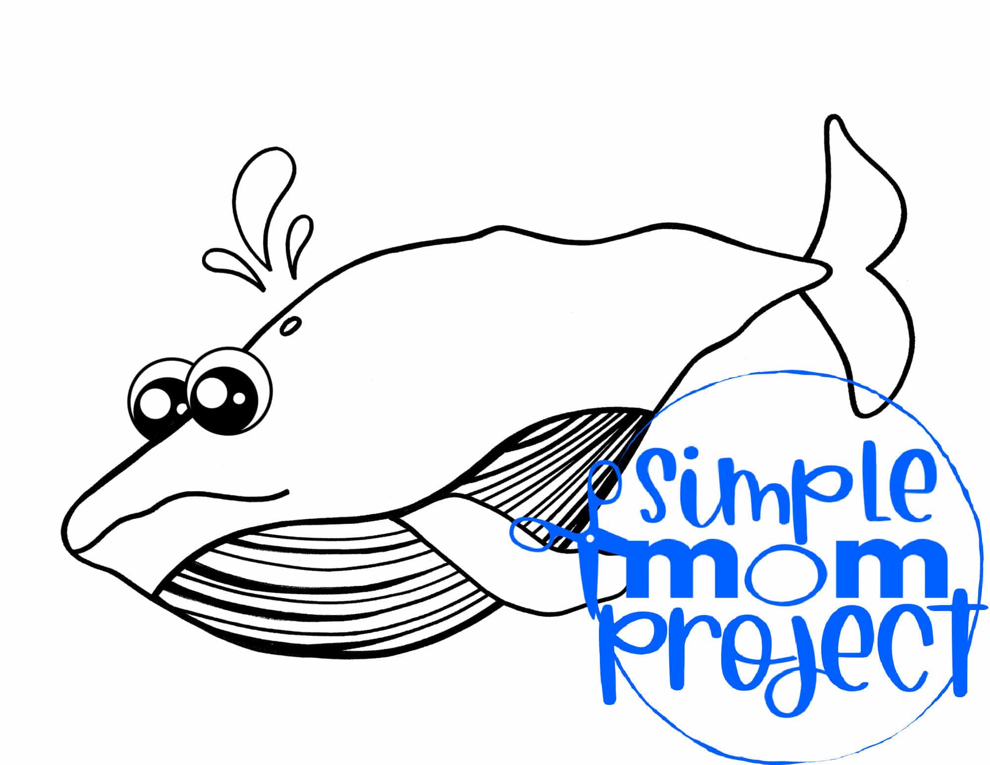 Printable Ocean Animal Template Coloring Book for kids, preschoolers and toddlers blue whale template