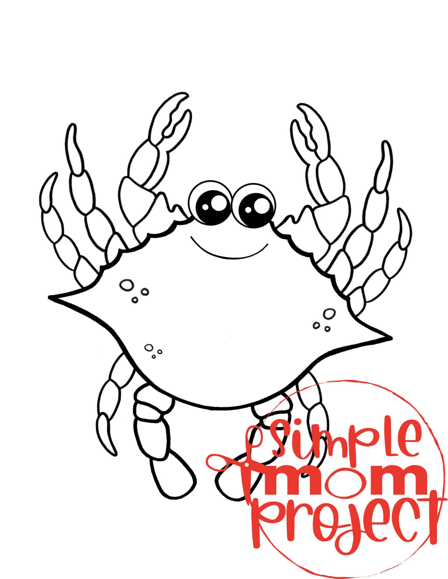 Printable Ocean Animal Template Coloring Book for kids, preschoolers and toddlers crab template
