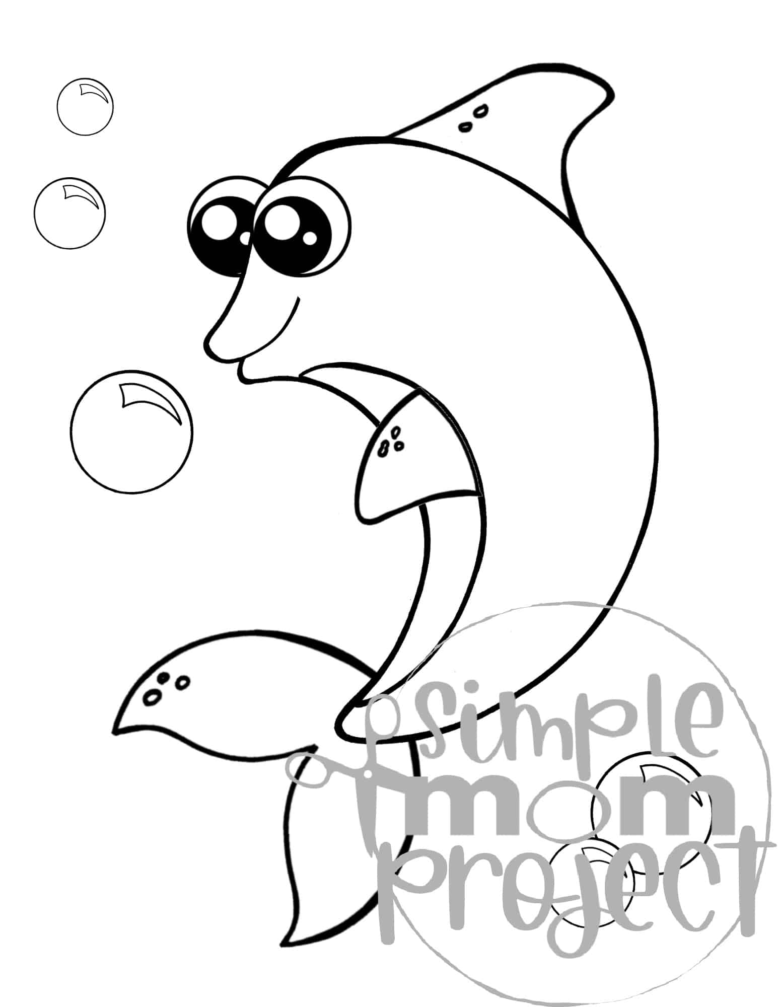 Printable Ocean Animal Template Coloring Book for kids, preschoolers and toddlers dolphin template