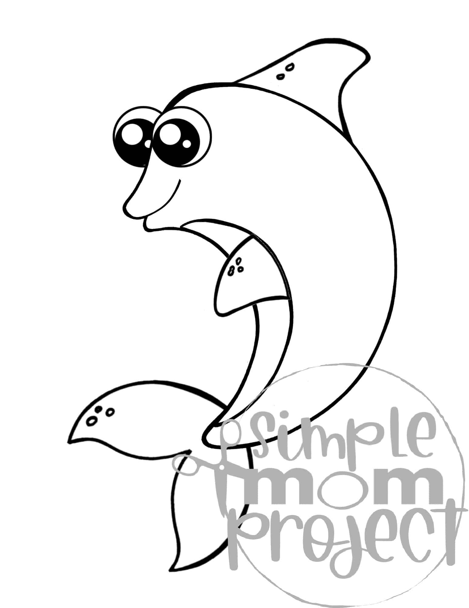 Printable Ocean Animal Template Coloring Book for kids, preschoolers and toddlers dolphin template