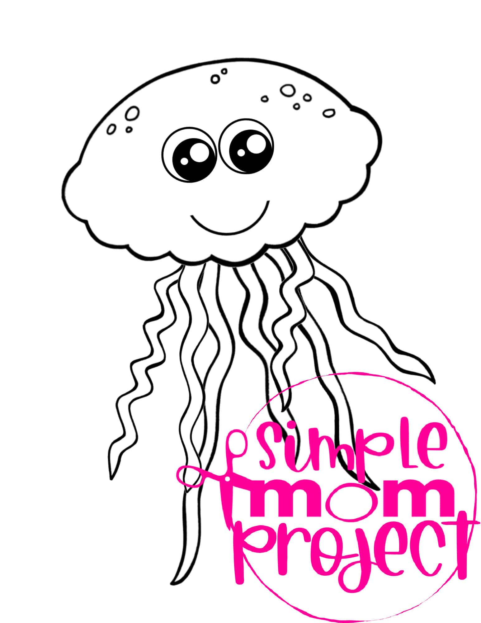 Printable Ocean Animal Template Coloring Book for kids, preschoolers and toddlers jellyfish template