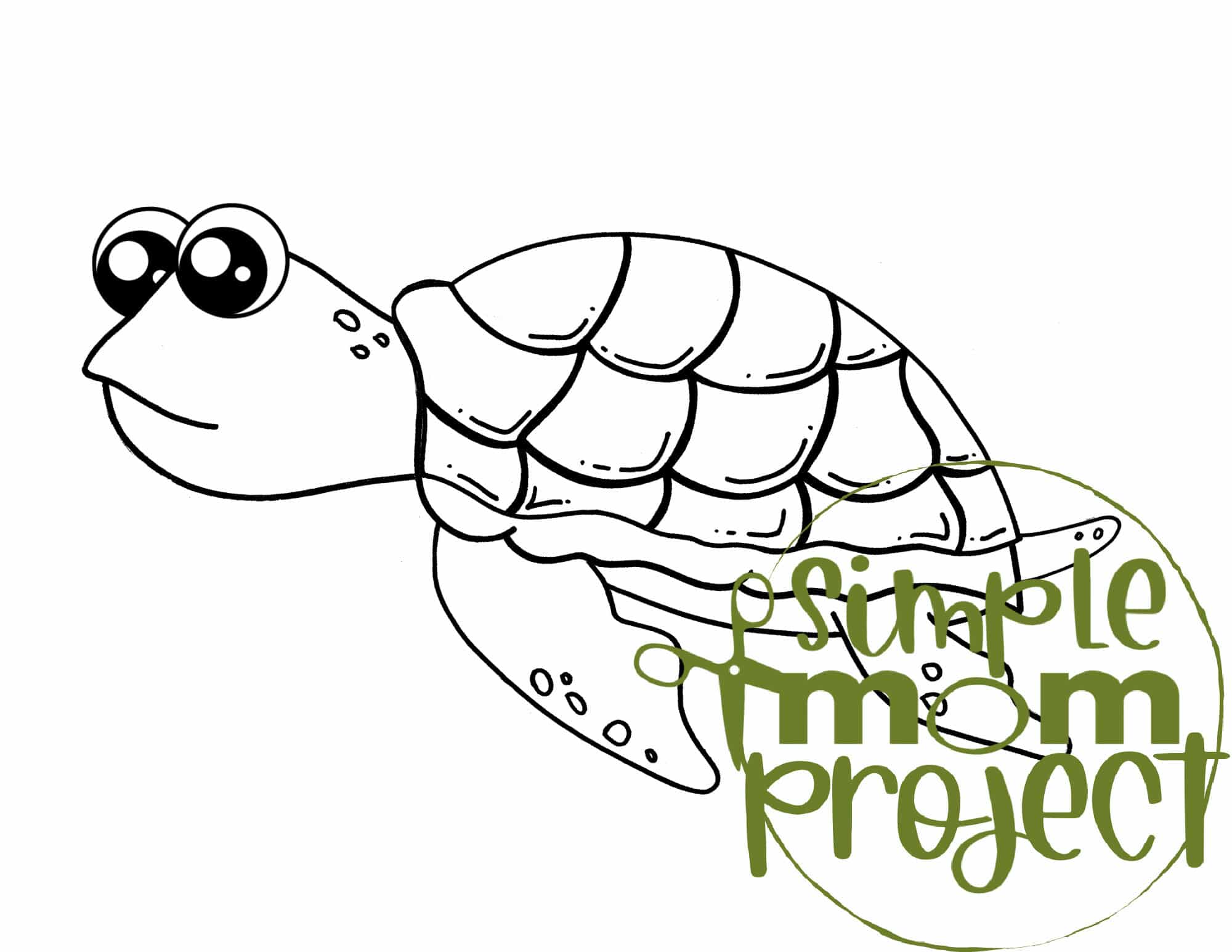 Printable Ocean Animal Template Coloring Book for kids, preschoolers and toddlers seaturtle template