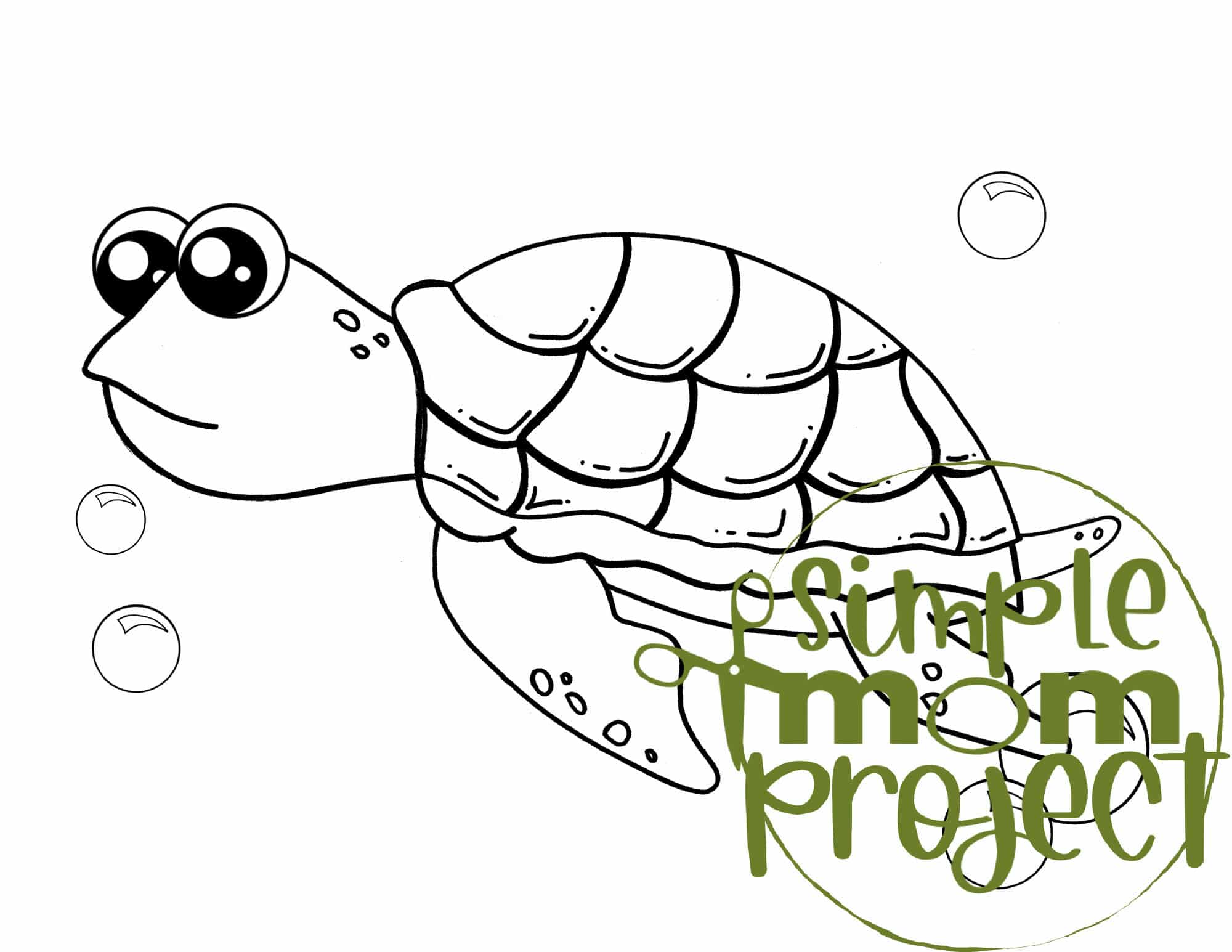 Printable Ocean Animal Template Coloring Book for kids, preschoolers and toddlers seaturtle template