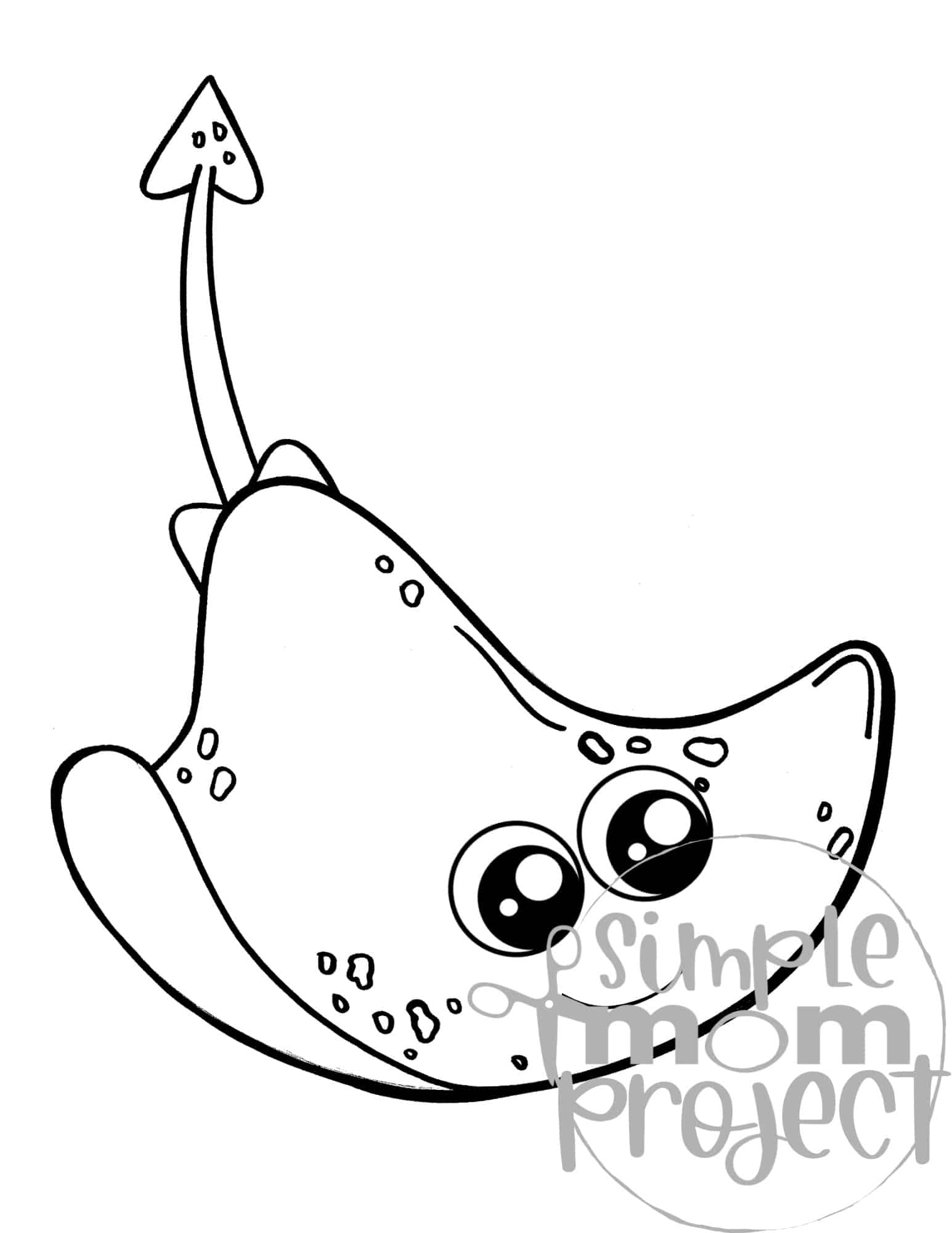 Printable Ocean Animal Template Coloring Book for kids, preschoolers and toddlers stingray template