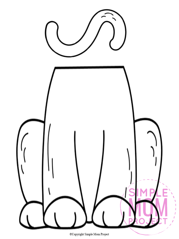 Printable Paper Bag Lion Puppet Template Black and White 1