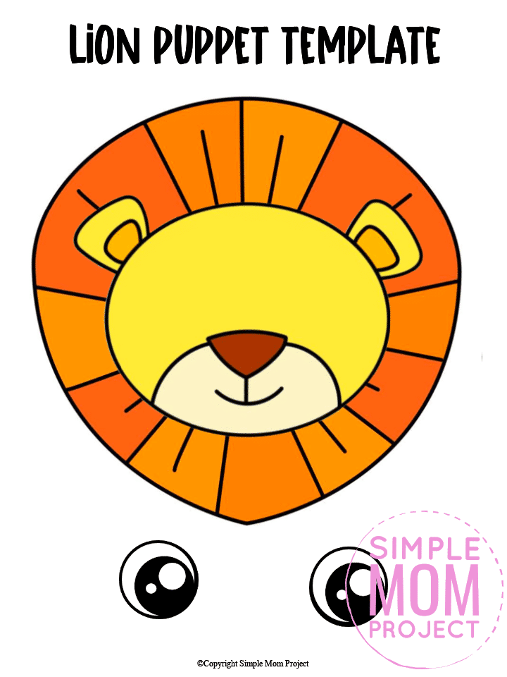 Printable Paper Bag Lion Puppet Template Black and White 1