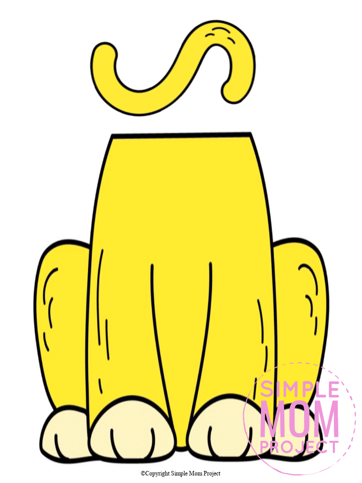 Printable Paper Bag Lion Puppet Template Black and White 1