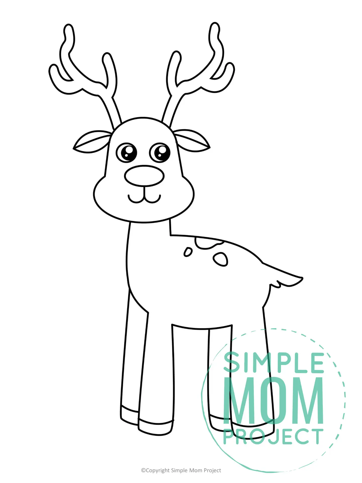 Printable Reindeer Template for toddlers, preschoolers, kindergarteners and elementary kids