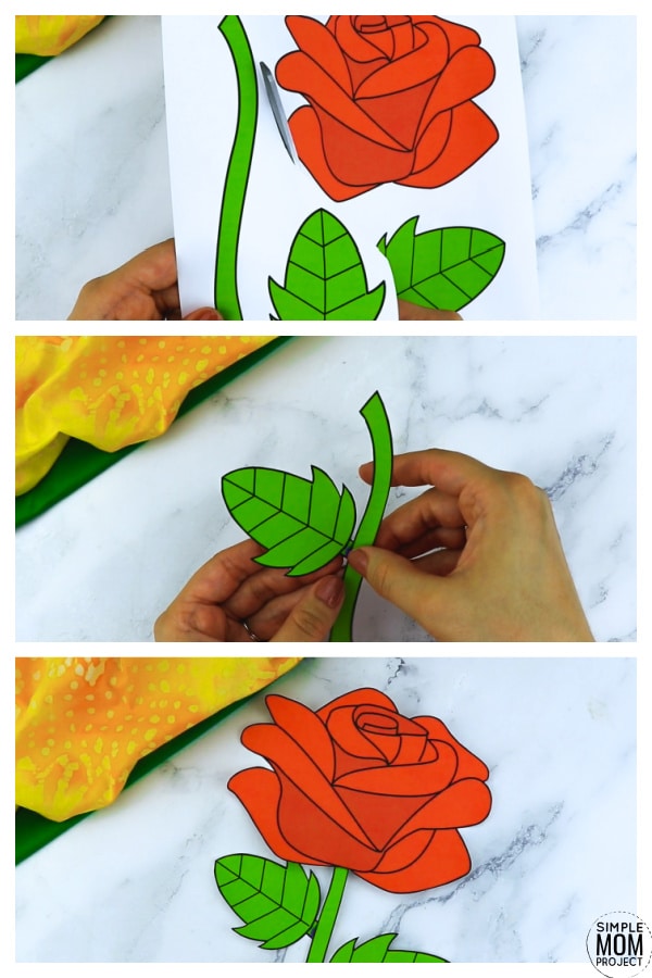Printable Rose Flower Craft template for kids, Rose craft for toddlers and Rose craft for kindergartners 9